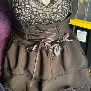Social Collision Black  Corset Dress with suspenders .(Bralette not included )